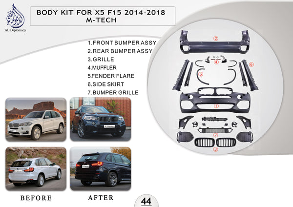B.44 BODYKIT FOR X5 F15 BODYKIT 2014-2018 M TECH for BMW X5 Series F15 (2013-2018) models